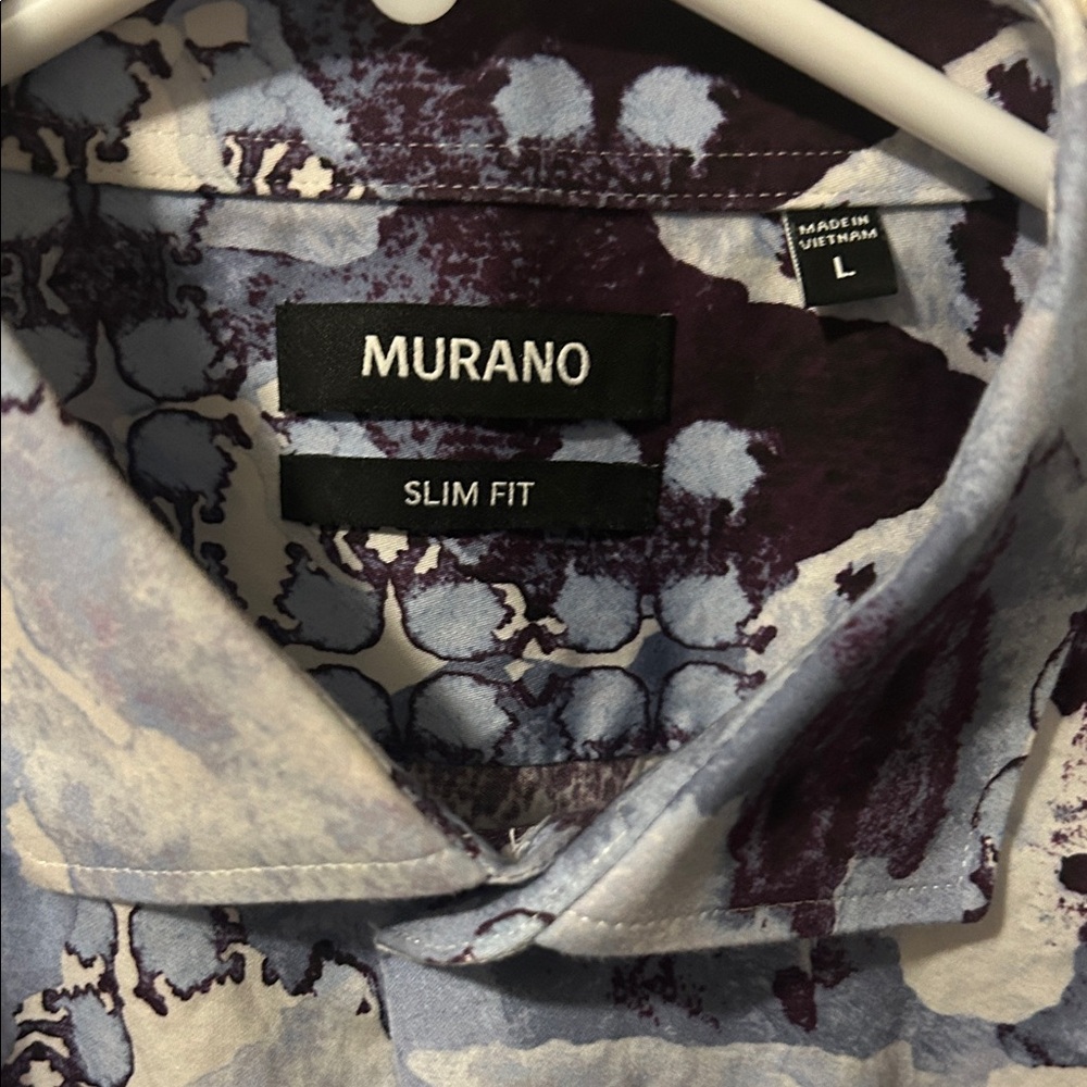 Murano Slim Fit Abstract Print Shirt - Light Blue & Deep Purple